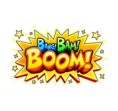 A vibrant, comic-style graphic featuring the words "Bang! Bam! Boom!" in bold, colorful 3D letters, set against a yellow and orange starburst explosion.