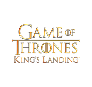 Game of Thrones King's Landing logo, featuring metallic gold text on a white background.