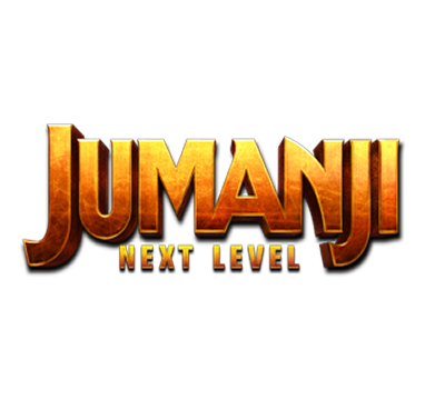 Jumanji Next Level game logo with gold jungle-style text on a black background